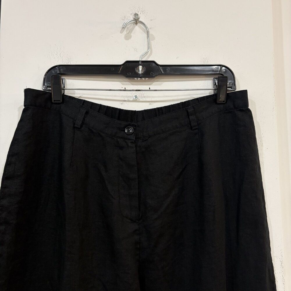 JM Collection Black Linen Pants Size 16 Natural Lightweight Beach - Picture 2 of 5